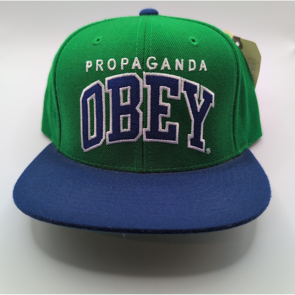Propaganda OBEY Snapback Hat OSFA Embroidered Colorblock Green/Royal New